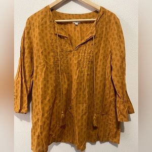 Boho Mustard Tunic Blouse